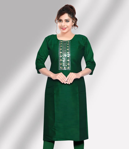 Embroidered Rayon Knee-Length Kurti – Festive Elegance - 3067