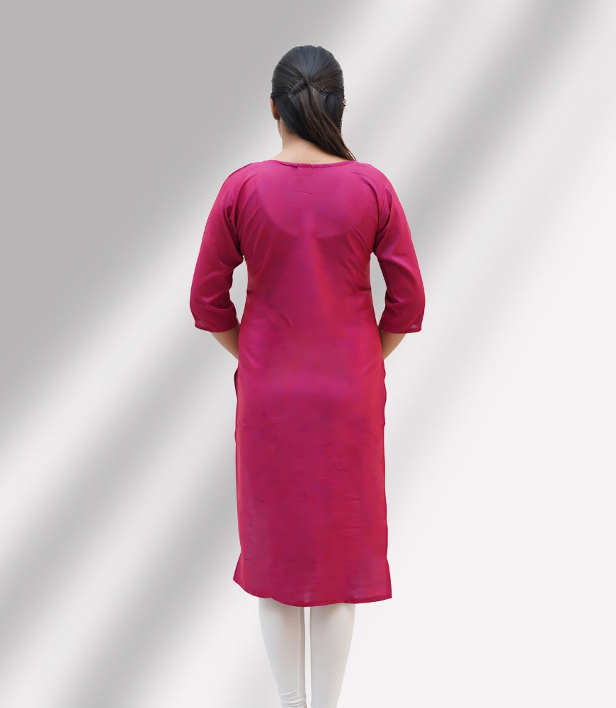Embroidered Rayon Knee-Length Kurti – Festive Elegance - 3067