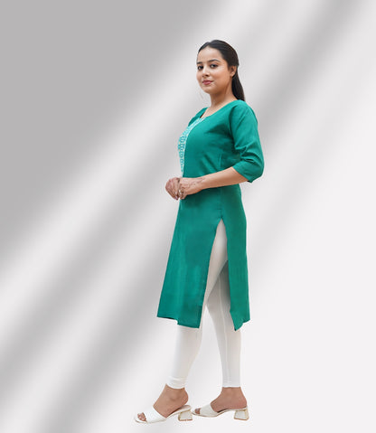 Embroidered Rayon Knee-Length Kurti – Festive Elegance - 3067